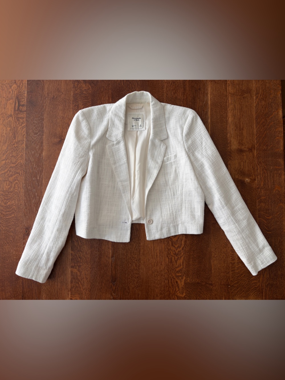 Abercrombie Cropped White Textured Blazer - Medium